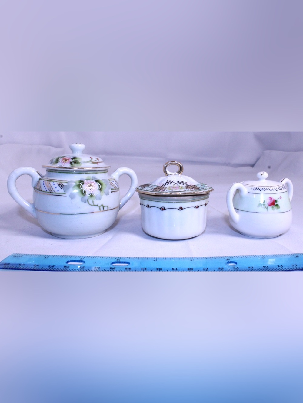 Collection of Three Antique Japanese Export Porcelain Lidded Sugar Bowls